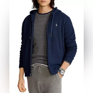 Polo Ralph Lauren Full Zip Hoodie Navy Blue Cotton Blend Logo Jacket Men’s M NWT